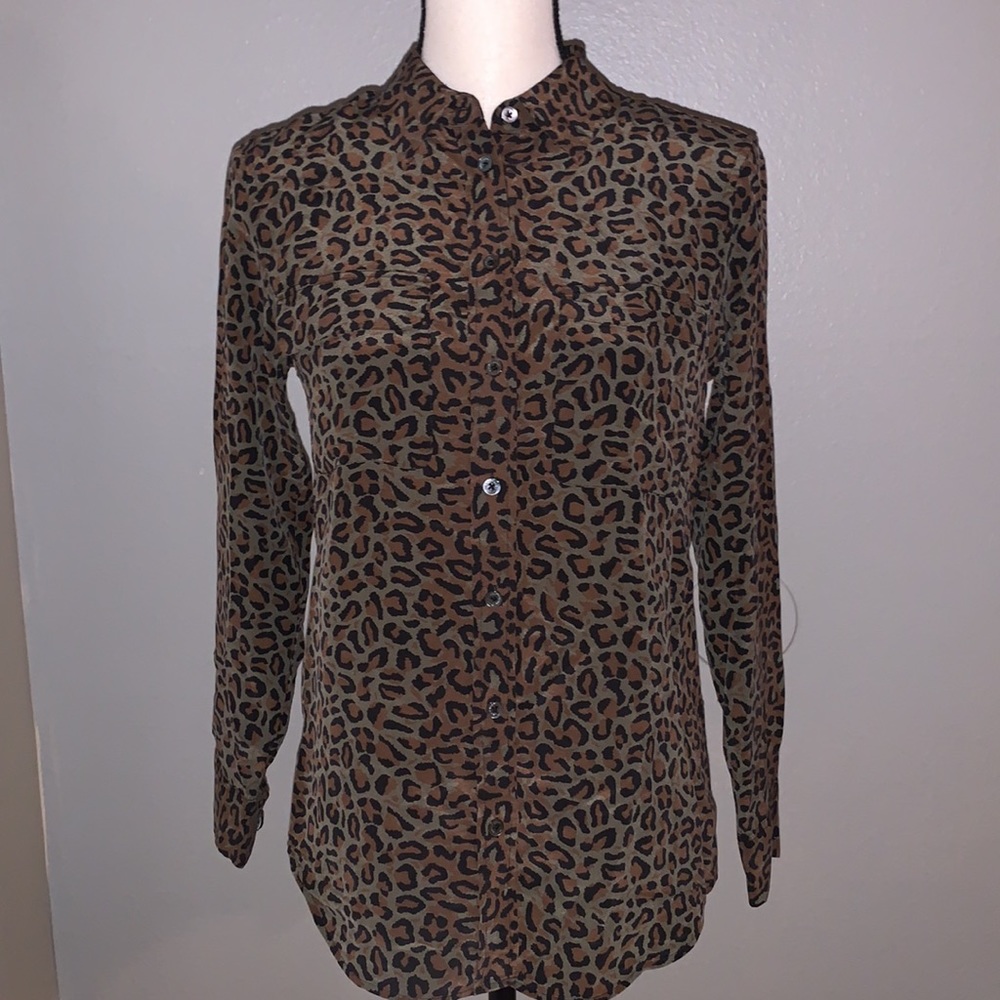 SOLD EQUIPMENT Femme Leopard Print 100% silk Shirt.